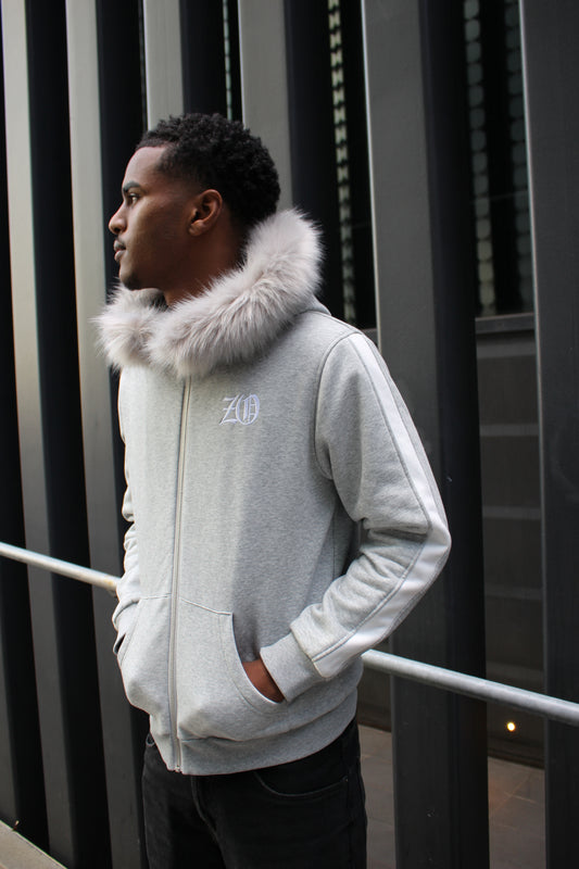Grey Detachable fur jacket