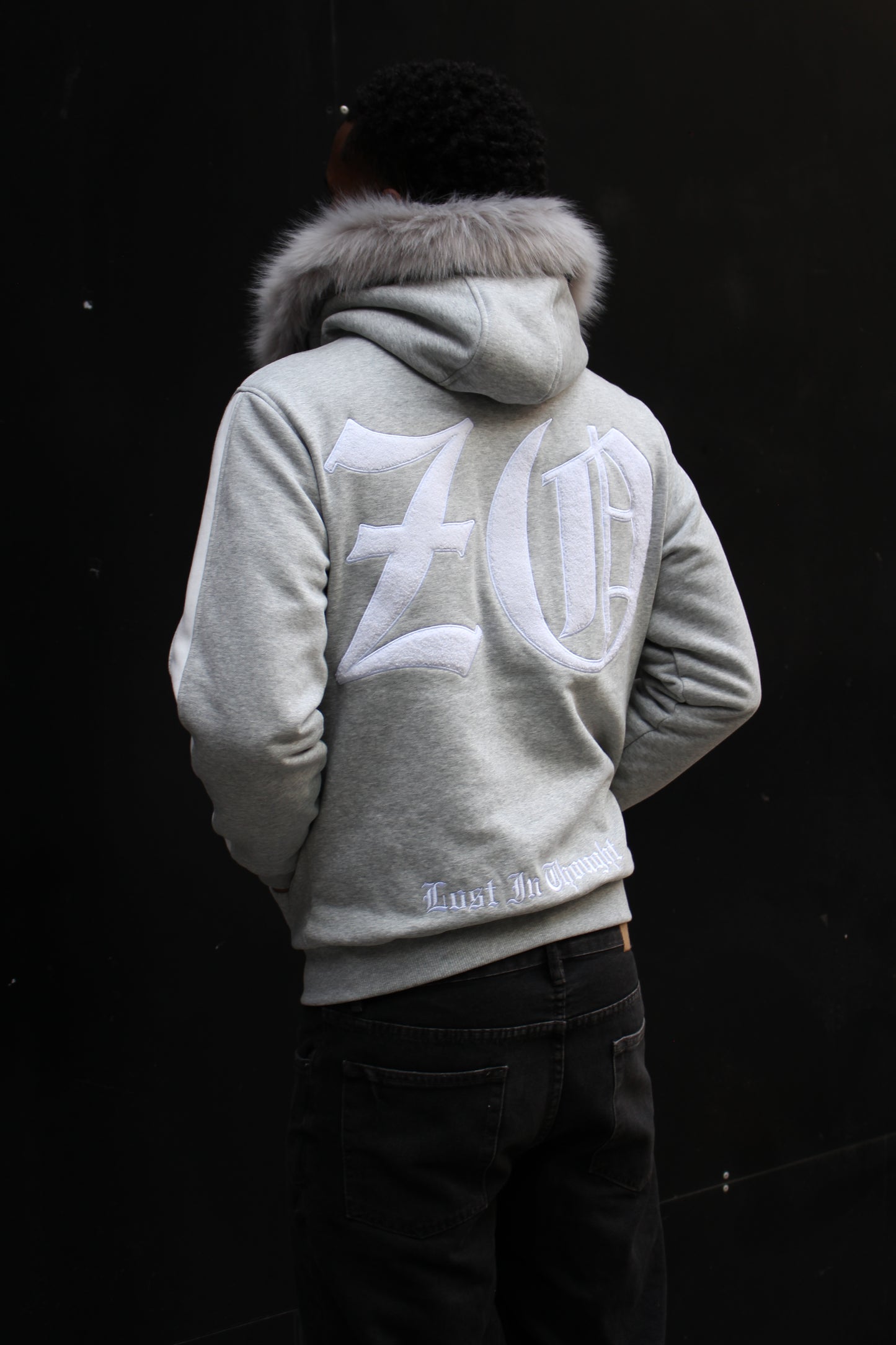 Grey Detachable fur jacket