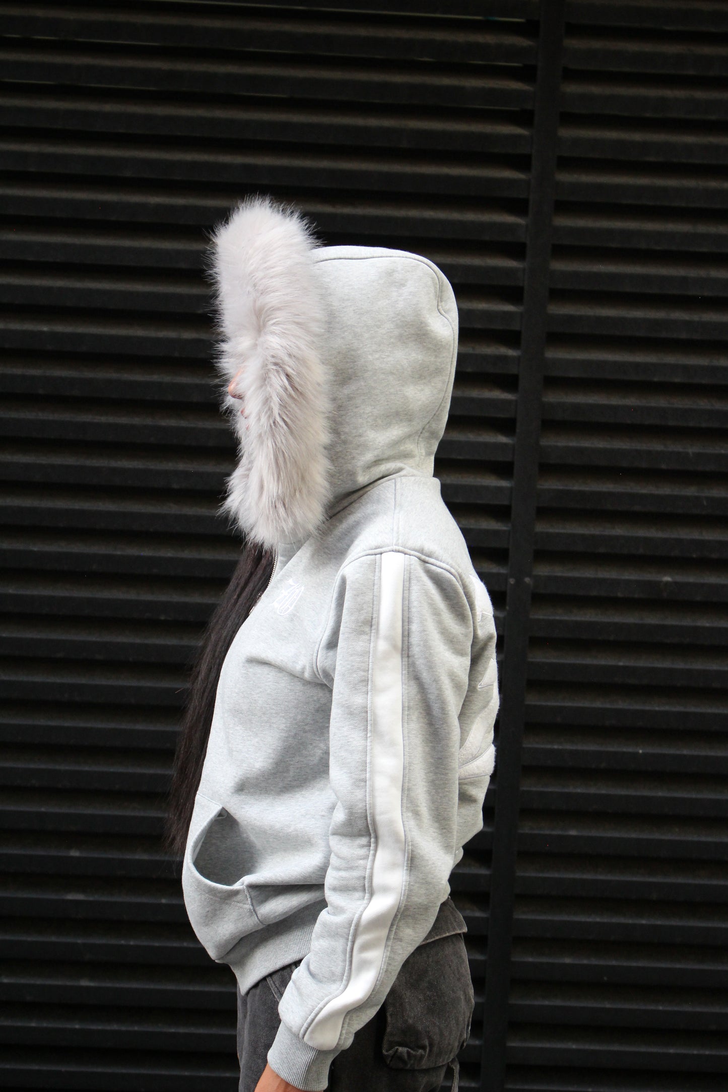 Grey Detachable fur jacket